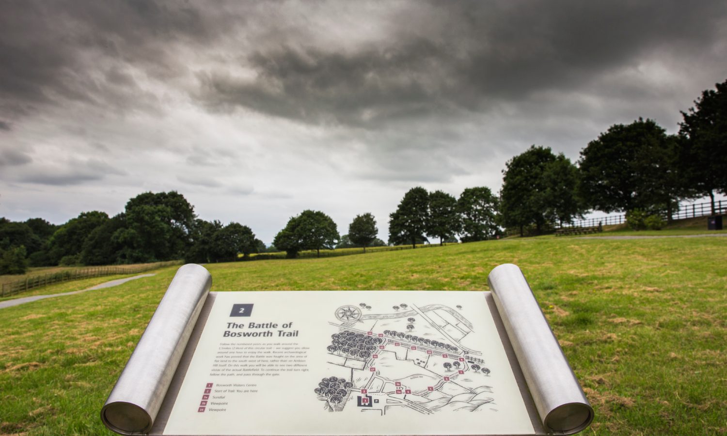 Bosworth Trail Interpretation Panel Overlooking Landscape Of The Park